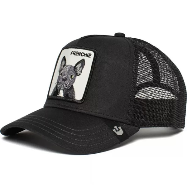 Brodert Mesh Caps med Dyreprint - Snapback - Fransk Bulldog
