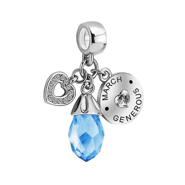 Simuleret Birthstone Charm Armbånd March