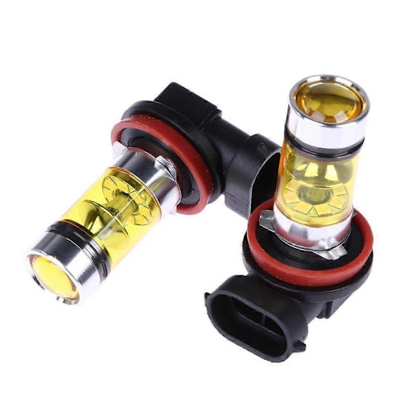 2 st Höga LED-lampor 100W H8 H11 Gula Dimljus 2828 20LED Huvudljuslampa