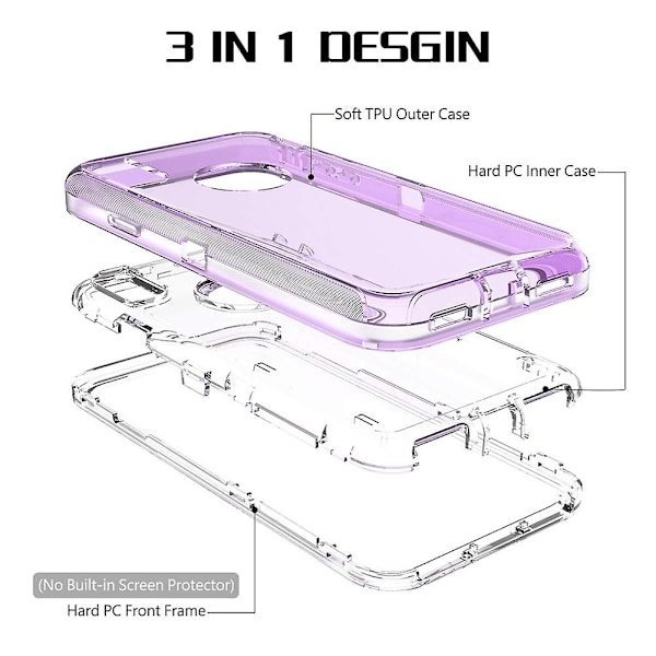 Passar Iphone 12 11 13 14 Pro Max Se Xr Xs Xsmax X 6 7 8 Plus Halvtransparent Klar Stötsäker Armor Glansig Enkel Fodral Telefonskal Mobiltelefon