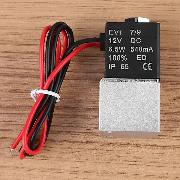 12V DC 1/8\" 2-vejs normalt lukket pneumatisk elektrisk magnetventil i aluminium til luft