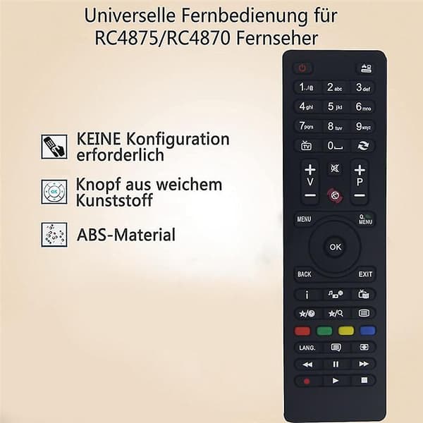 Erstatningsfjernkontroll for TV RC4875/RC4870 Ingen Oppsett Nødvendig