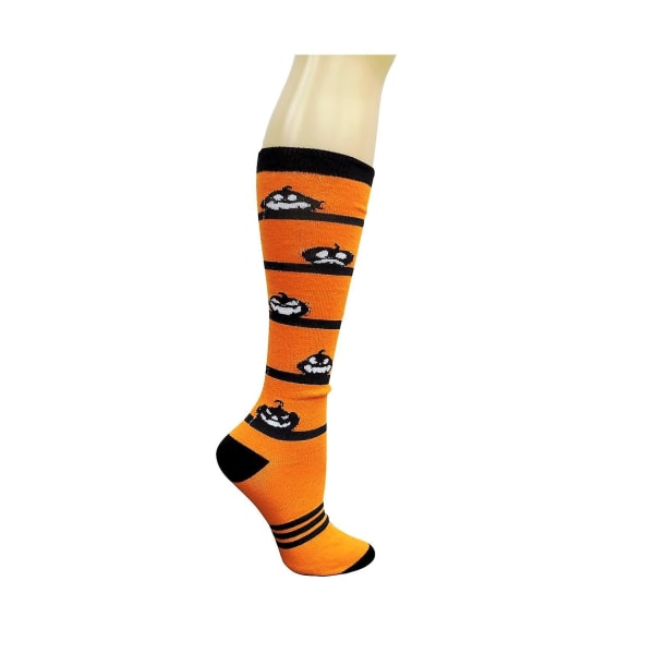 Halloween knæhøje sokker til kvinder Multicolor Orange Pumpkin