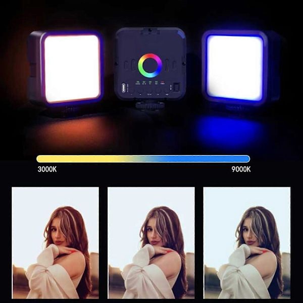Kannettava RGB-täyttövalo, täysväri, 3000–9000 K, himmennettävä, 70 LED-helmeä, 7 W, kädessä pidettävä valokuvausvalo