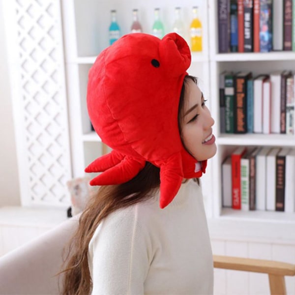 Anime Film Red Octopus Hovedhat Cosplay Rekvisitter Tilbehør Plyshoved Fancy Taiyaki Cosplay Kasket