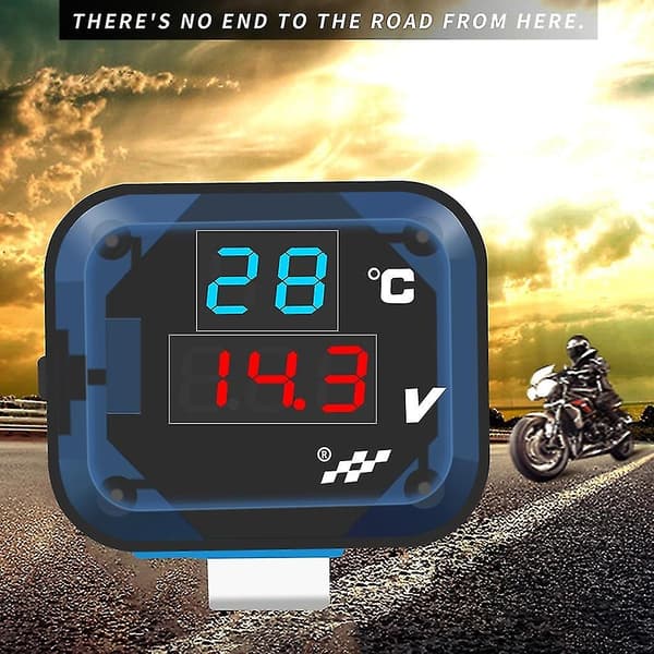 3 i 1 Temperatur Spenningstester Motorsykkel Styrefeste Termometer Voltmeter