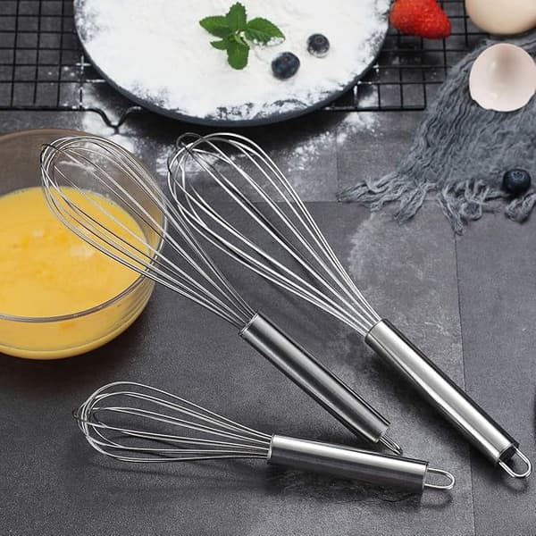 3-pack Vispar i Rostfritt Stål, 20 cm, 25 cm, 30 cm, Trådvispar, Köksvispar (3-pack)