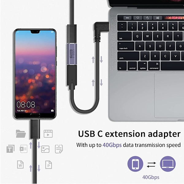 USB-C 3.2 100 W naar Vrouwelijk Verlengstuk 40 Gbps 8K Adapter USB4 Connector Yo