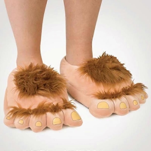 Furry Varme Hjemmesko Store Hårede Unisex Vilde Hobbit Fødder Plys Hjemmesko Halloween Sko