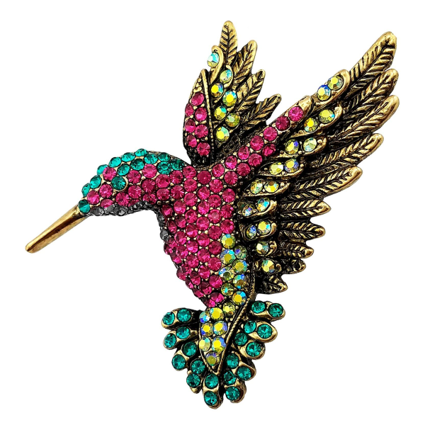 Hummingbird Multi österrikisk Crystal Pin Brosch Smycken flerfärgad