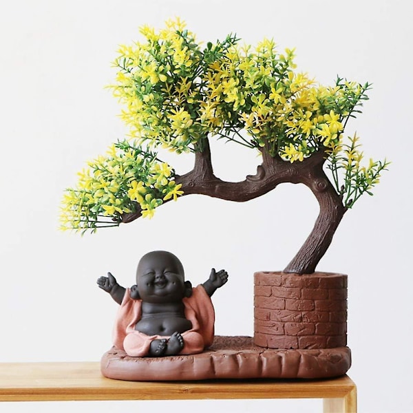 Keramisk Lille Sød Buddha Munk Dukke Kreativ Baby Håndværk Dukke Ornament Gave Udsøgte Keramiske Håndværk