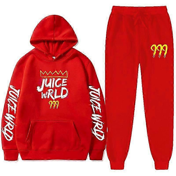 Ny Juice World Hoodie Träningsoverall Sweatshirt + Joggingbyxor Juice Wrld Juice Wrld Juice Wrld Trap Rap Regnbåge Tomografi Juice Wrld Red XXXL