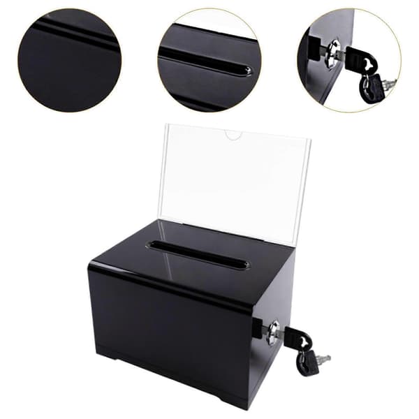 Visitkort Samleboks Billetbeholder til Virksomhedsreception Skrivebord Transparent Black