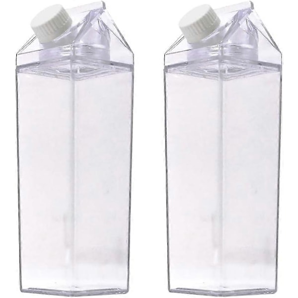 2 st Klar Mjölkkartong Vattenflaska Transparent Mjölkförpackning Juiceflaska Bärbar Återanvändbar Mjölkflaskor Lemonad Juiceburk Dryckesbehållare 500ML