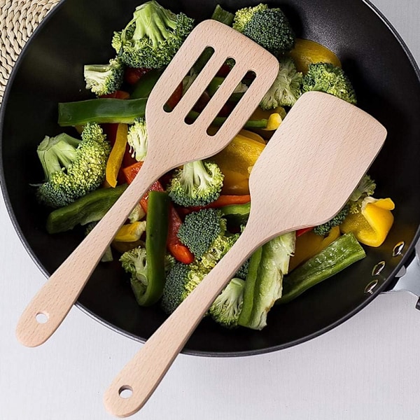 Bøk Turner Trespatel Kjøkkentilbehør Non-Stick Kokekar Matlagingsverktøy Gave Tresleiv (Farge : Brun)