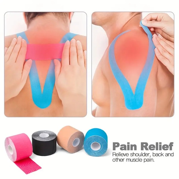 2 ruller Kinesiologi Tape Atletisk Muskelstøtte Sport Elastisk Fysio Terapeutisk Tape (sort)