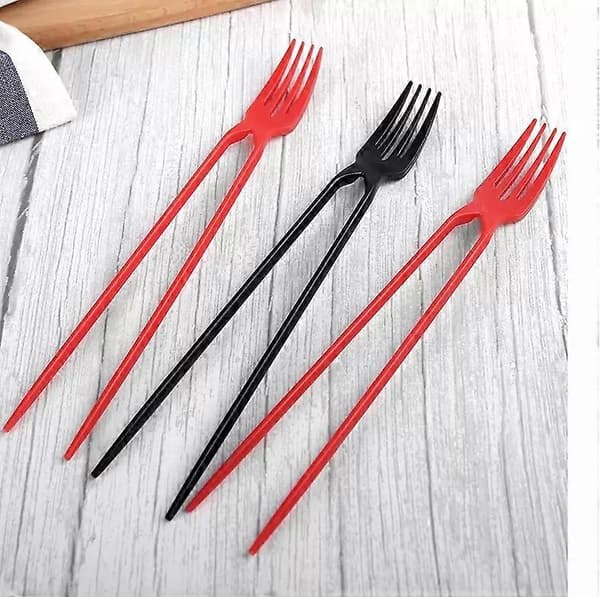 10-pack gaffel-ätpinnar i ett, Chork 24-pack gaffel-ätpinnar combo RED 5pcs