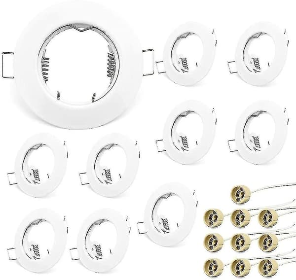 Set med 10 GU10 Spotlightramar, Rund Vit Infälld Monteringsram