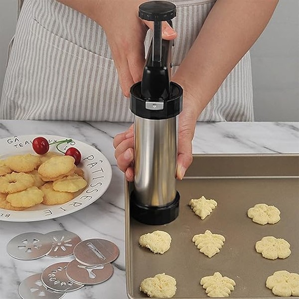 Evästepuristimen ase sarja, Ruostumaton teräs Jäätelön koristelu puristimen ase sarja 13 levyllä ja 7 jäätelön kärjellä Koti DIY, Keksi valmistaja ja koristelu, Musta