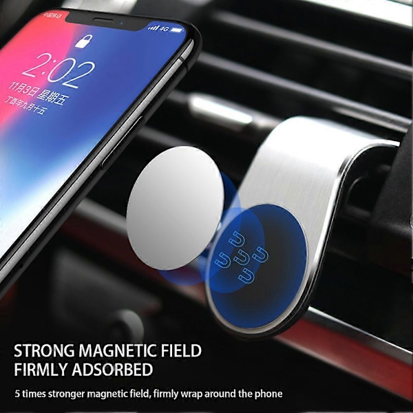 AC-Vent Magnetisk Mobilholder til Bil, Skridsikker Telefonholder til Navigation i Biler