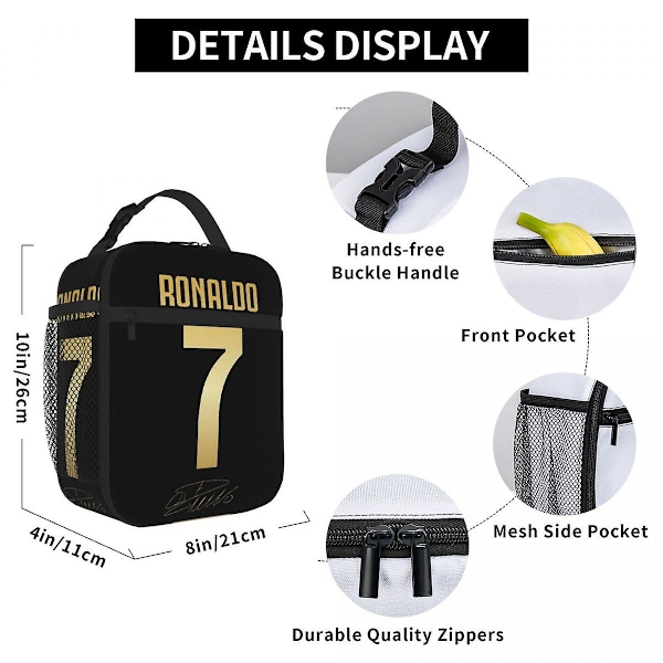 Cr7 Cristiano Ronaldo Isolert Matpose Termisk Veske Matbokser Termisk Matboks Mat Tote Bag For Kvinner Barn Reise 13