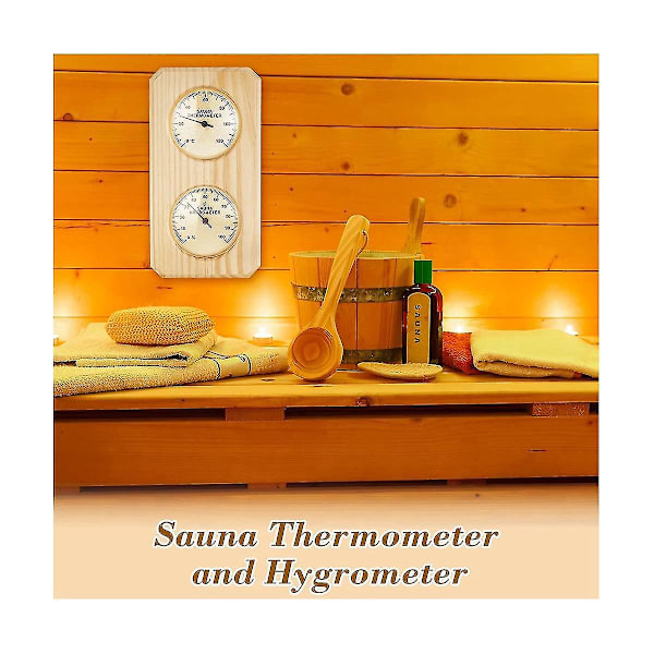 2-i-1 Bastutermometer och Hygrometer i Trä Luftfuktighet Temperaturmätning Familj Hotellbastu