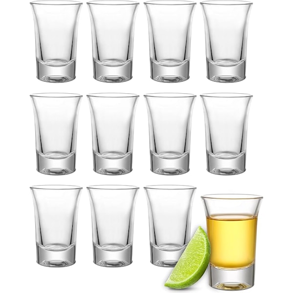 12 Shotglas 4cl - Tål diskmaskin - Tjock, robust bas - Perfekt för alla fester