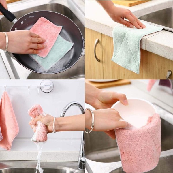 10 Pack Microfiber Cleaning Cloth,Reusable,Absorbent,Nonstick, Quick-Drying（25.5*15.5cm） 25.5*15.5cm