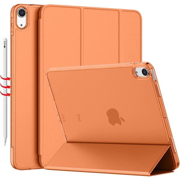 iPad Air 4 Kotelo 2020 - iPad Air 4. sukupolven kotelo 10,9 tuumaa, kevyt ohut suojus läpikuultavalla himmeällä kovalla takaosalla [Tukee Touch ID:tä] (Oranssi)