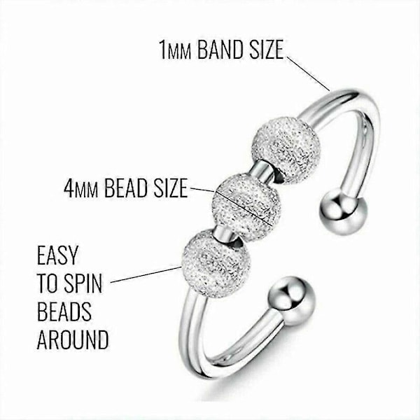 Angstring Lindre Stress Fidget Spinner Bekymringsperler Meditation Justerbare Ringe