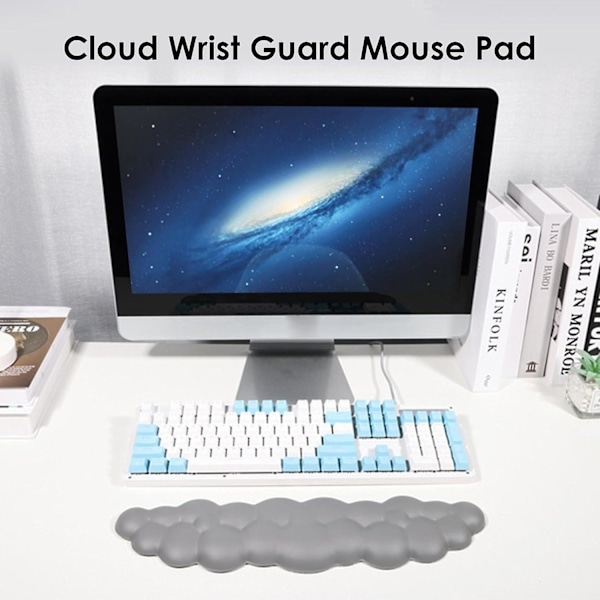 Cloud Keyboard Håndledsstøtte, Ergonomisk Musemåtte Sæt med Håndledsstøtte, PU Læder Keyboard Musemåtte Sæt med Anti-Slip Base til Skriveaflastning Zonewd