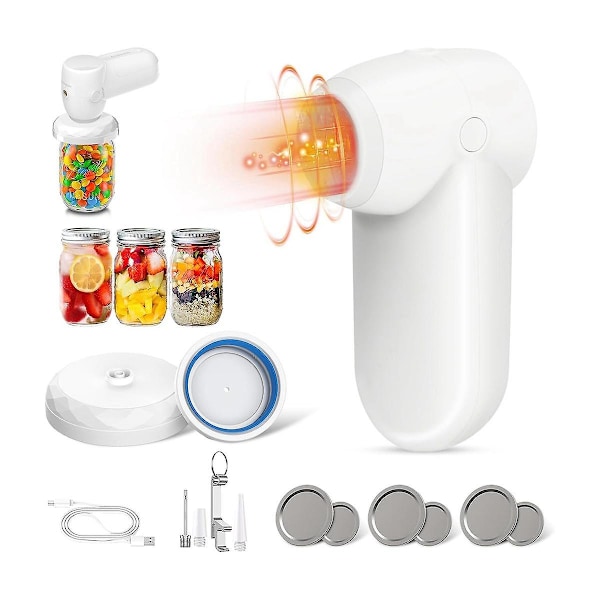 Elektrisk Mason Jar Vakuumforsegler, Trådløs Mason Jar Vakuumforsegler Kit til Brede og Almindelige Glas