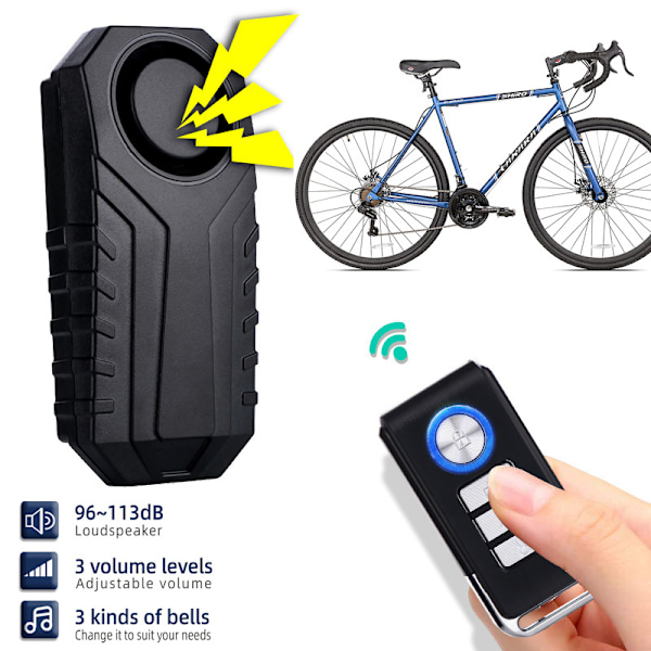 Cykelalarm Vibration Alarm Trådløs Fjernbetjening Tyverisikring Vibration Alarm
