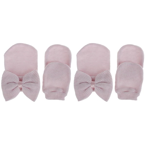 2pcs Baby Knit Glove Hat Big Bowknot Decorative Hat Baby Clothing For Girl (pink)