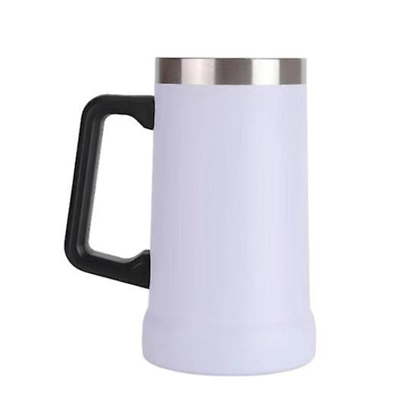 700ML Ölsejdel Dubbelväggig Isolering Rostfritt Stål Kaffemugg Termosmugg för Varma Kalla Drycker Stort Grepp Splittersäker Äventyrsdrickskopp white