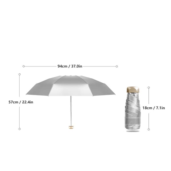 Mini Bærbar Anti UV Sol Regn Beskyttelse Paraply Dame 5 Folding Parasoller