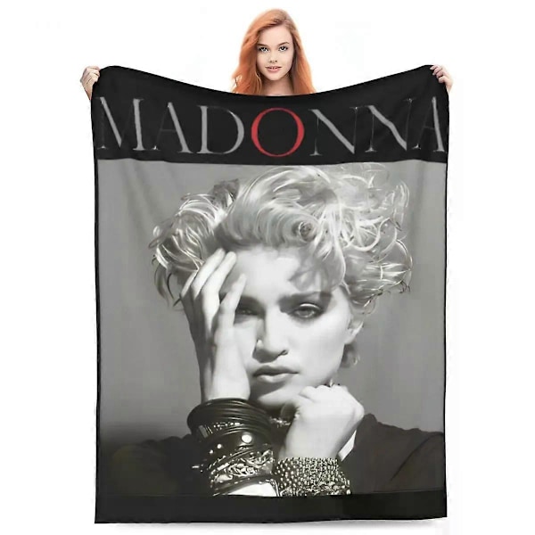 Vintage Madonna Tour Merch Filtar Flanell Säng Musik Konsert Pläd Bekväm Lättviktig för Kontor Överkast 150x125cm