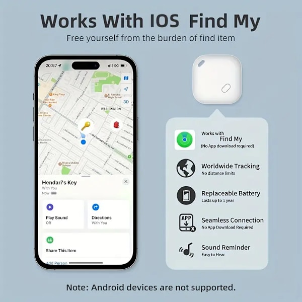2 stk Anti-tap enhet, anti-sporingslokalisator, FindMy-sertifisering, kompakt og praktisk, egnet for trådløs anti-tap