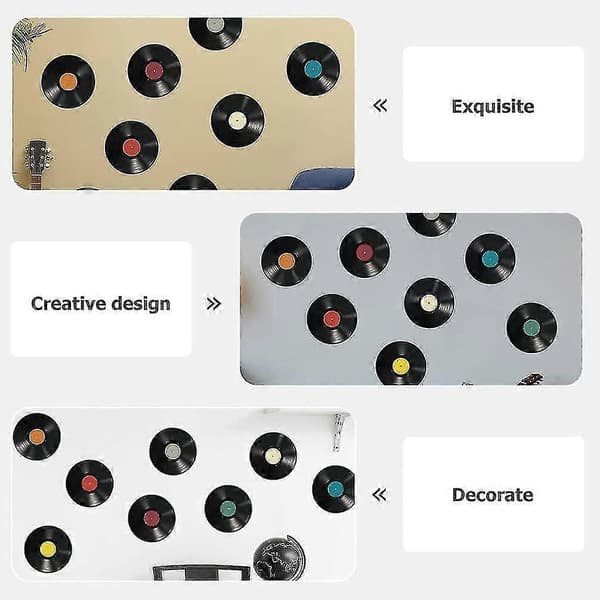 8 stk vinylplater for veggkunstdekor