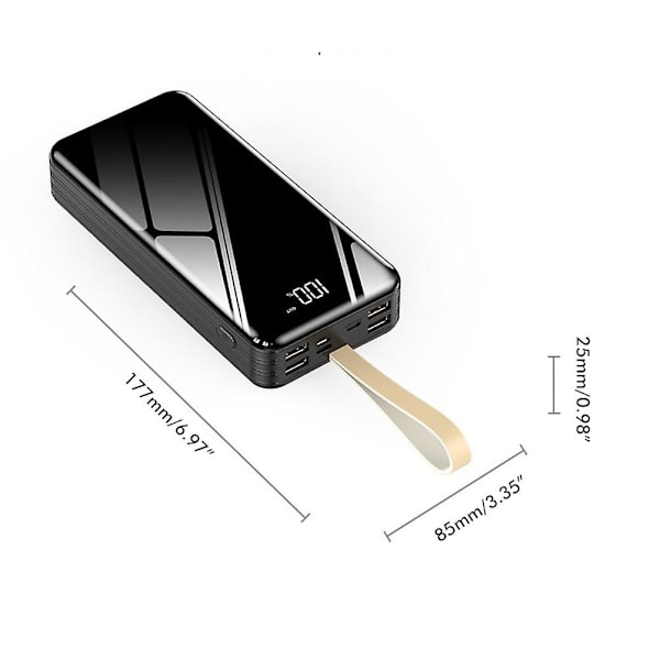 Bærbar Oplader Power Bank 30000mAh Universal Kompakt Hurtig Opladning Ekstern Batteripakke med LED Lys - Ideel til Udendørs Camping
