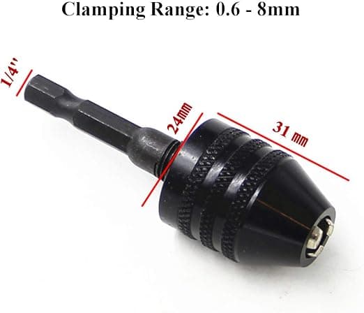 Borepatronadapter til slagnøgle - 3 stk. Mini borepatronadapter, nøglefri borepatron til slagnøgle (0,6-8 mm, 0,3-3,6 mmX2)