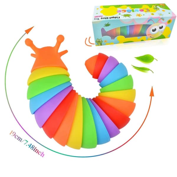 Fidget Slug Leker 3 stk - Sensoriske Angstlindrende Leker for Autistiske Barn, Småbarn