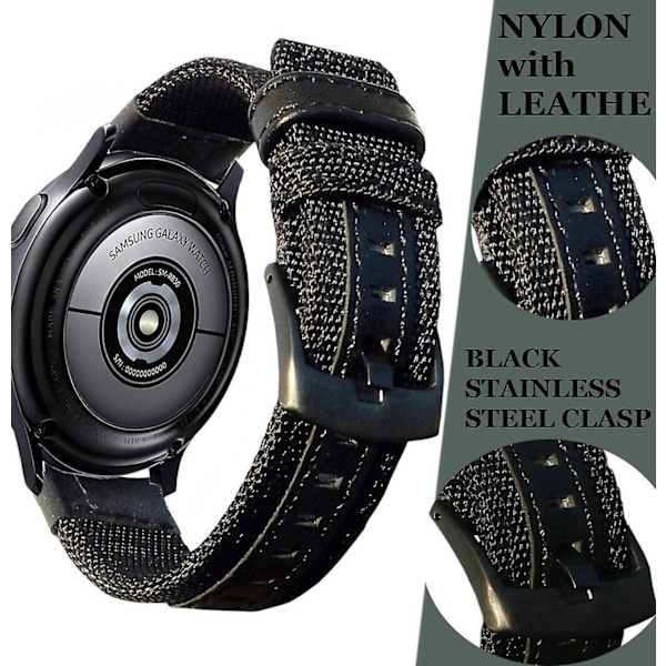 Galaxy Watch 42mm rannekkeet/Active 2 40mm 44mm/Galaxy Watch 4 rannekkeet/Watch4 Classic rannekkeet 46mm 42mm miehille, 20mm nailoninen urheiluranneke Samsung Galaxy Wa -kelloon