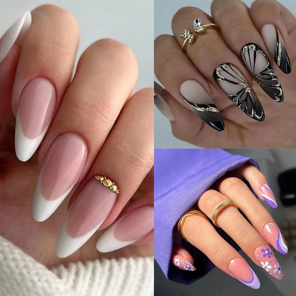 24 lange mandellange falske negle combination 3