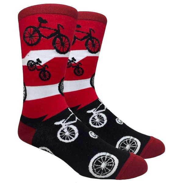 Røde sorte og hvide cykelmønsterstrømper fra Sock Panda (Voksen Large)