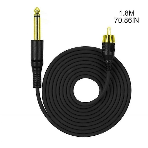 1.8m Tatoverings Clip Cord Profesjonell Tatoveringsledning Strømkabel 6.35mm til RCA Green