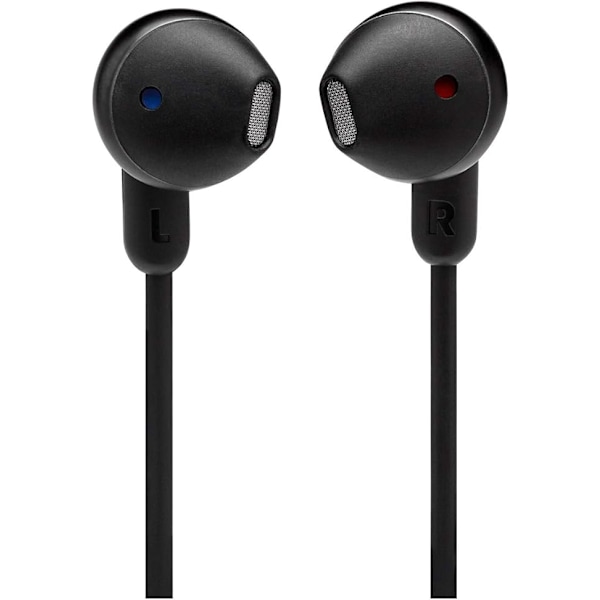 Trådløse Bluetooth-øretelefoner med 3-knapps mikrofon, fjernkontroll og flat kabel - Svart