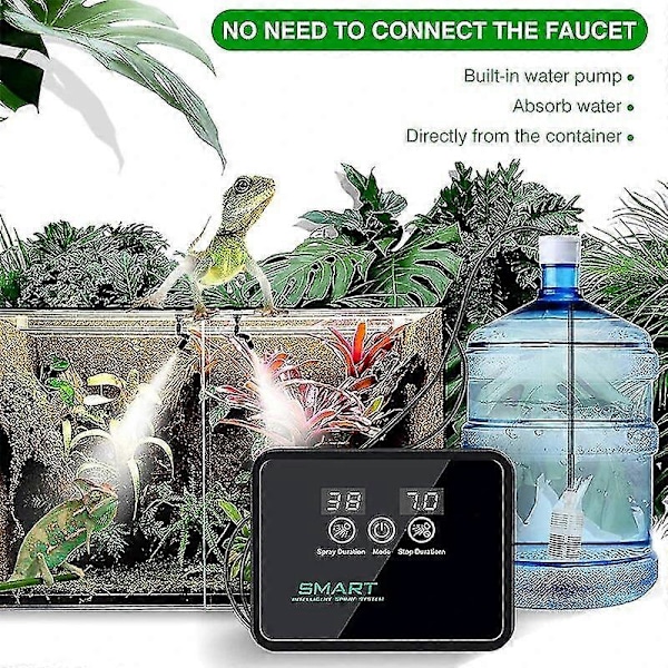 Vattentimers Intelligent Dimmer Terrarium Luftfuktare Elektronisk Timer Automatisk Dimspridare Regnskog Tidsinställning Spraysystem Kit Kontroll Sprinkler-YuJia