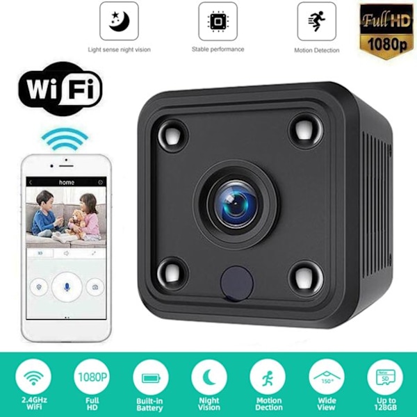 Mini Sikkerheds Trådløst Kamera 1080P Lille Hjemme WiFi Kamera Nat Webcam