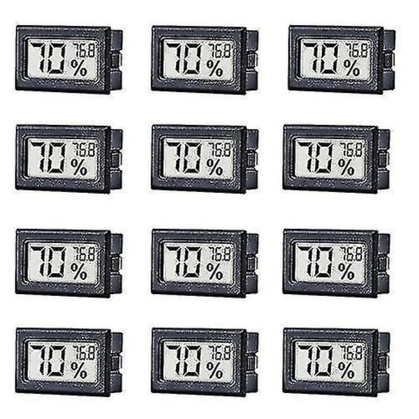 12-pack mini liten digital elektronisk temperatur luftfuktighetsmätare inomhustermometer Hygrometer LCD-skärm Fahrenheit () för humidorer, Greenhou